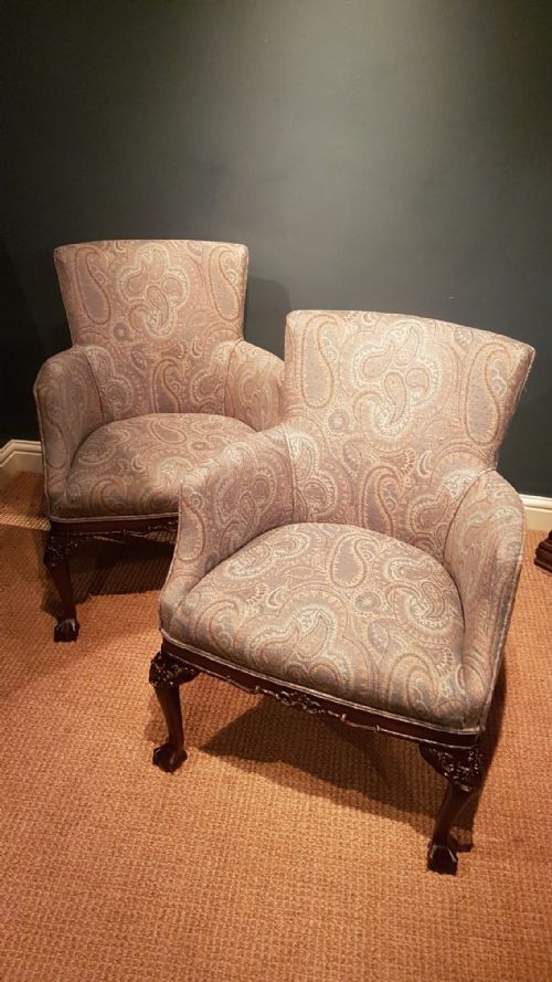 Pair Upholstered Arm Chairs