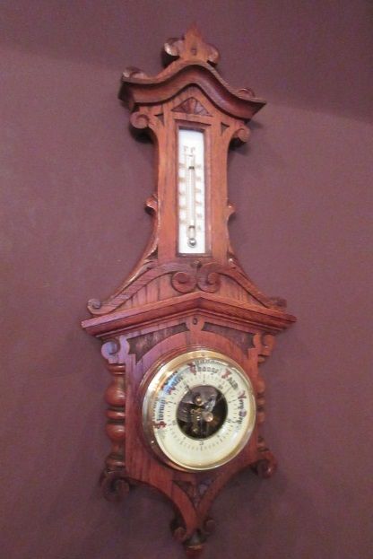 Small Antique Polished Oak Small Banjo Barometer