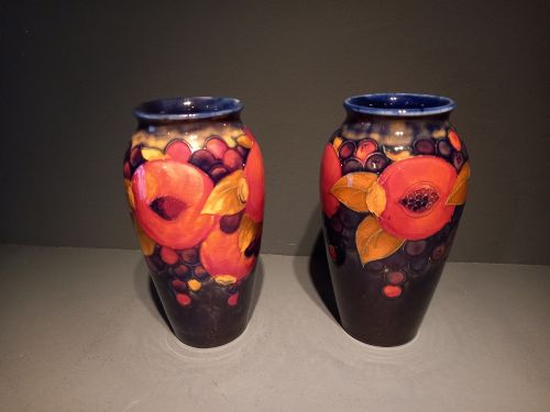 Pair of Antique Moorcroft Pomegranate Vases