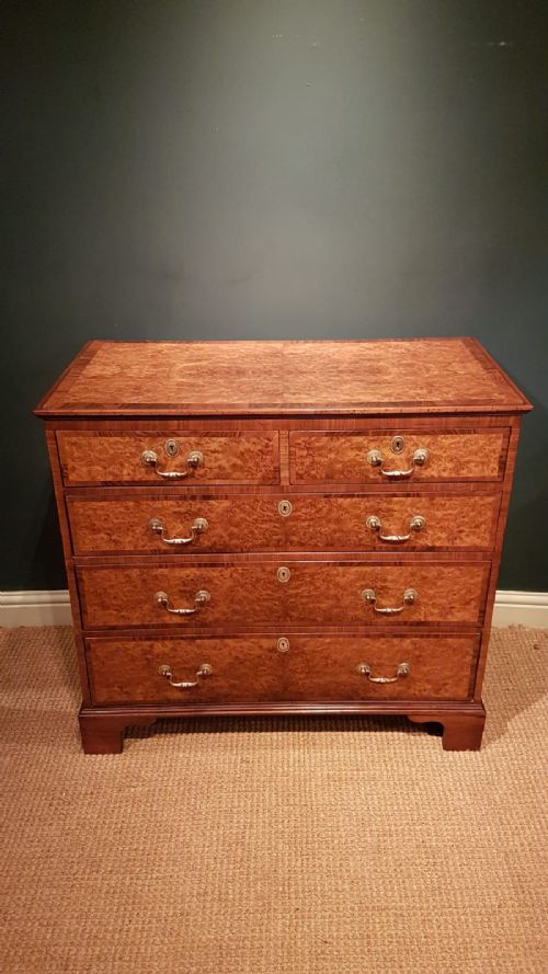 George III Burr Walnut Chest of Drawers