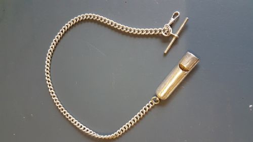 Victorian Silver Whistle and Albert Chain