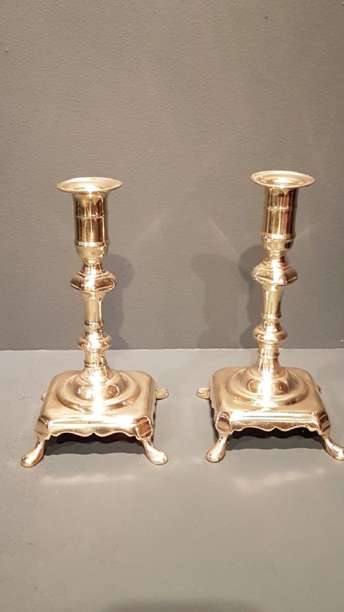 Fine Pair of George III Brass Candlesticks