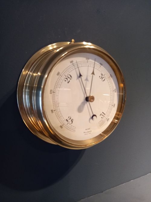 Antique Polished Brass Bulkhead Marine Barometer