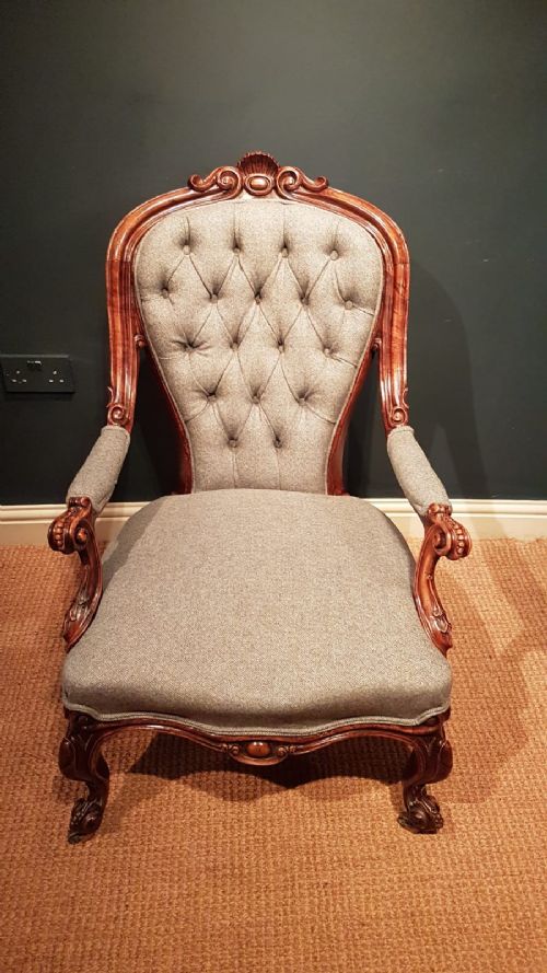 Victorian Walnut Framed Arm Chair