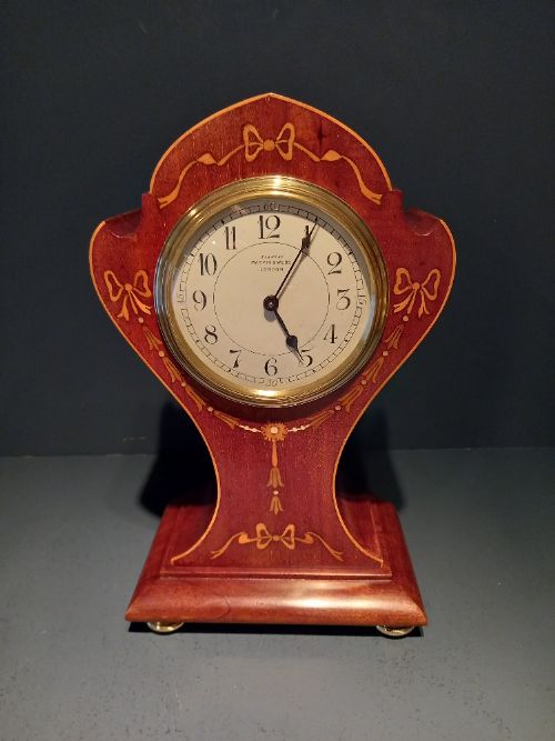 Antique Fruitwood Inlaid Mappin & Webb Exhibition Clock