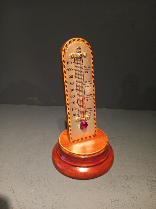 Edwardian Period Inlaid Desk Top Thermometer