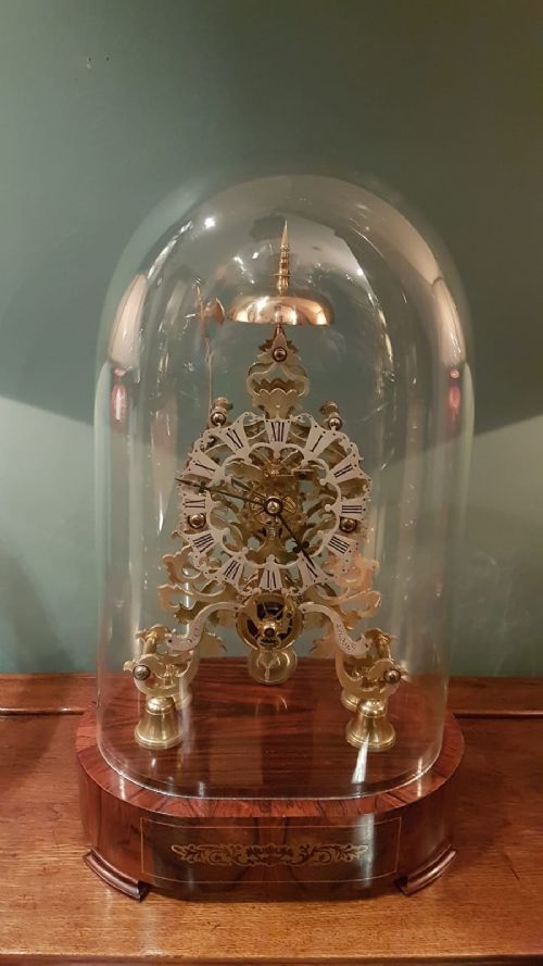 Superb Victorian Rosewood Dent of London Skeleton Clock