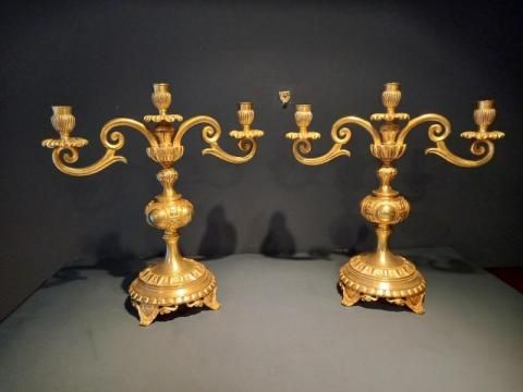 Superb Pair of Mid Victorian Gilded Candelabra