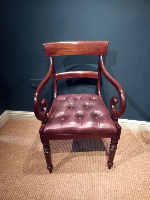 Early Victorian Mahogany Carver Armchair