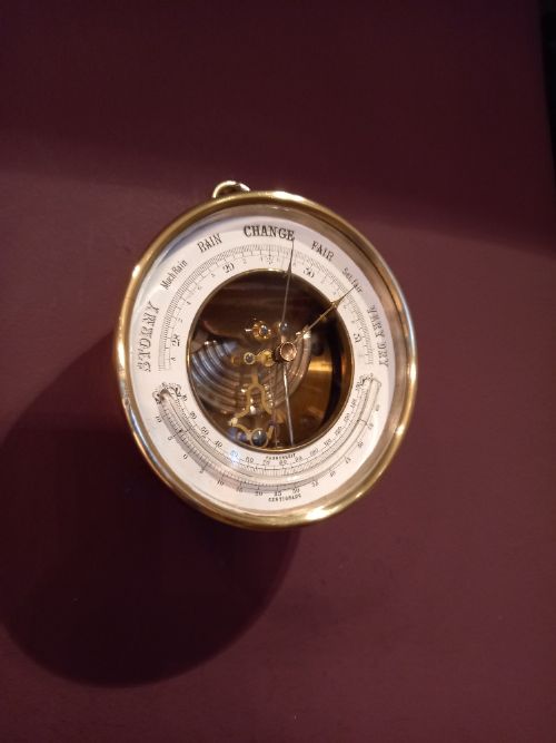Mid Victorian Skeletonised Marine Barometer & Thermometer