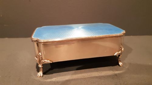 Large George V Silver and Enamel Jewel Box