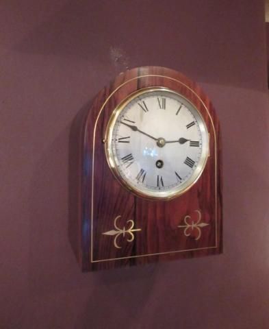 Late 19th Century Rosewood Inlaid Library Wall Clock