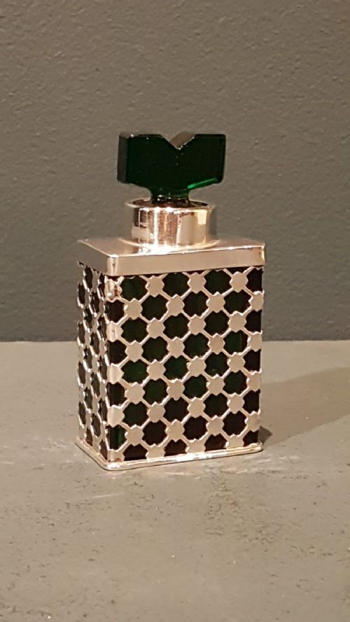 George V Silver and Emerald Glass Scent Bottle
