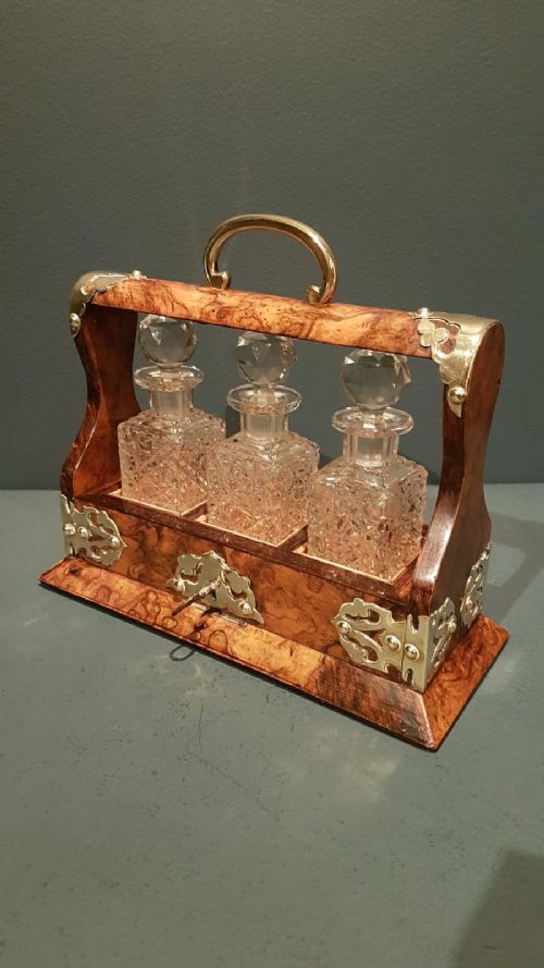 Victorian Burr Walnut Miniature Tantalus