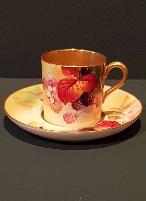 Royal Worcester Coffee Can and Saucer by Kitty Blake