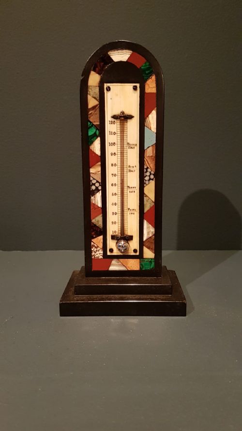 Victorian Slate and Specimen Marble Desk Top Thermometer