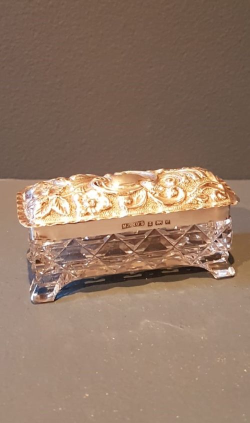 Edwardian Silver and Crystal Trinket Box