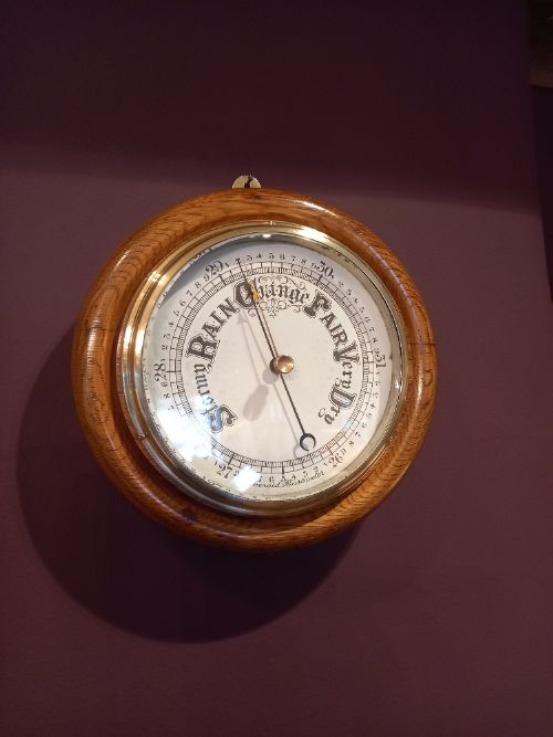Superb Antique Polished Oak Ship's Barometer
