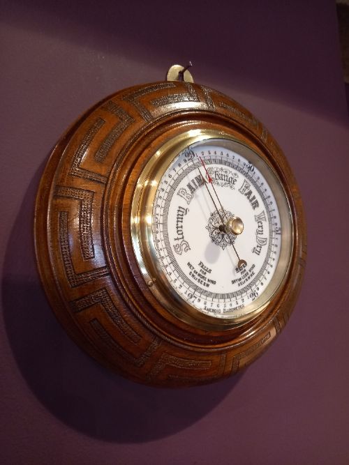 Antique Victorian Walnut & Porcelain Dial Barometer