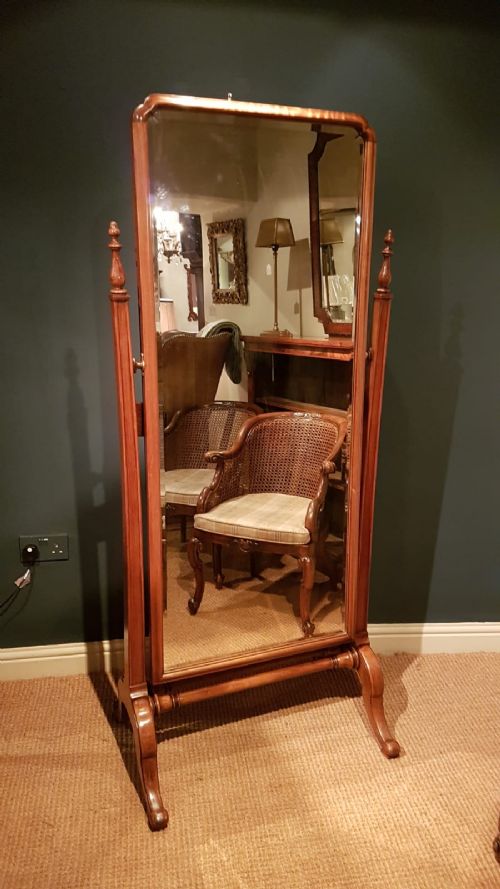 Fine Quality Victorian Walnut Cheval Mirror
