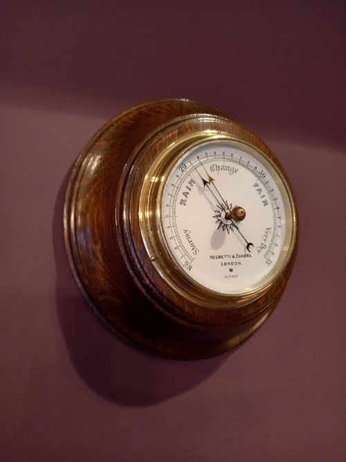 Antique Polished Oak Negretti & Zambra Barometer