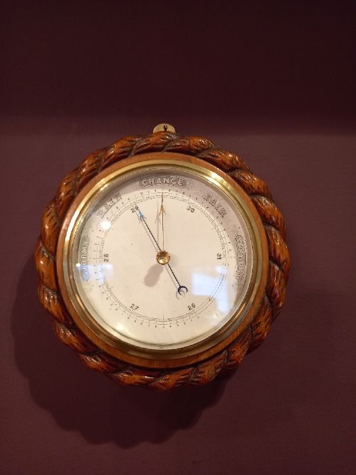 Antique Polished Oak Ship's Barometer