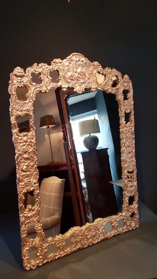 Superb Large Antique Silver Mirror