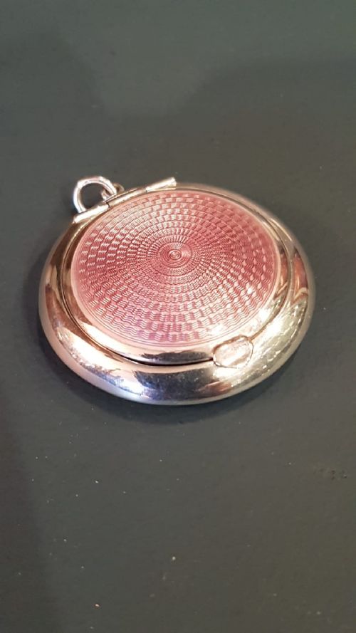 George V Period Silver & Lilac Enamel Compact