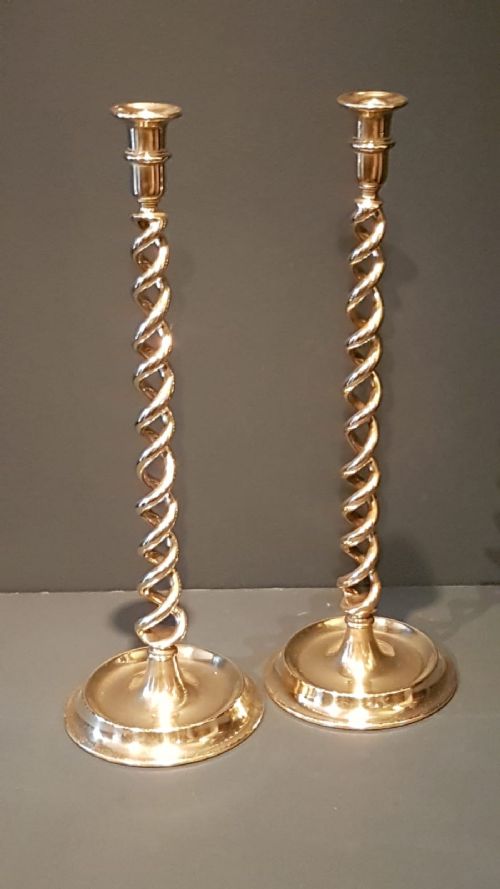 Pair of Large Victorian Brass Candlesticks