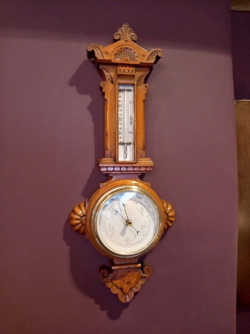 Antique Polished Oak Small Banjo Barometer