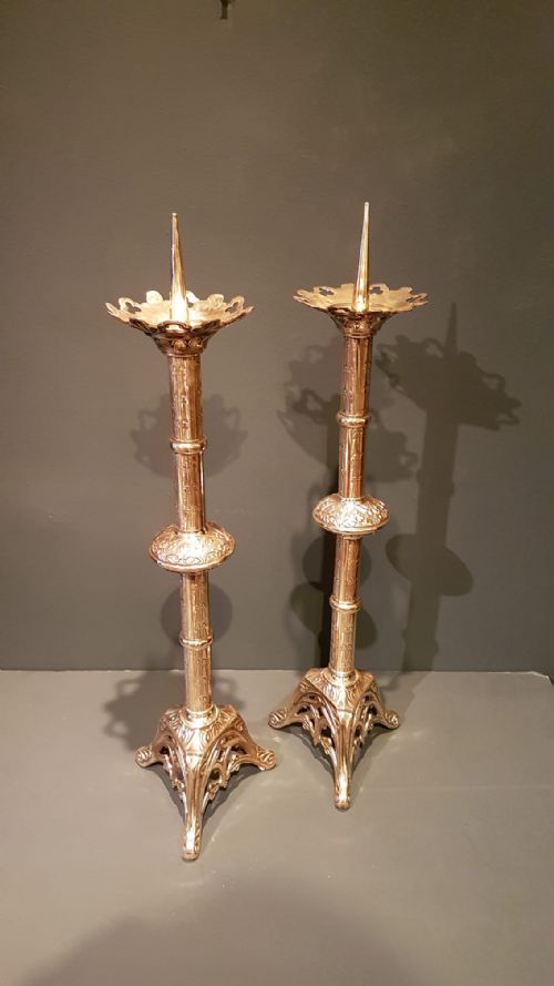 Large Pair of Victorian Brass Candlesticks