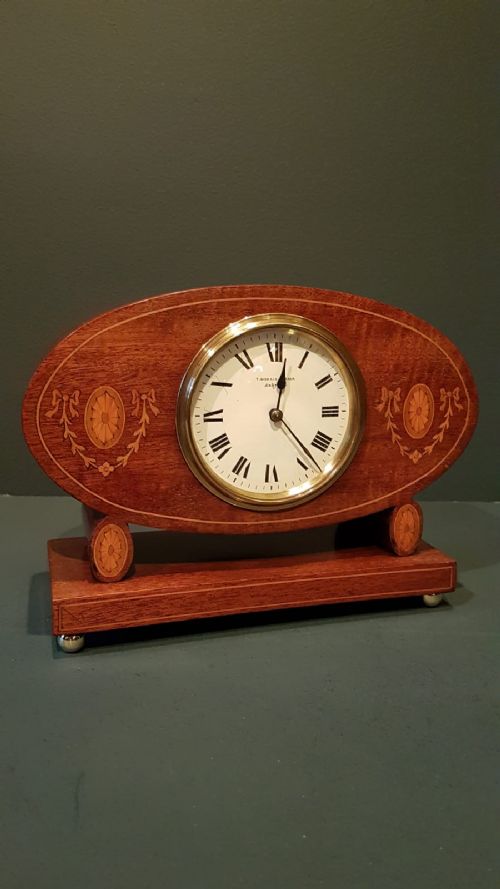 Unusual Edwardian Inlaid Mantel Clock