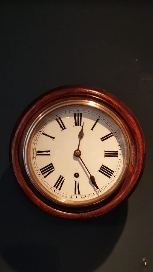 Antique 8" Dial English Oak Wall Clock