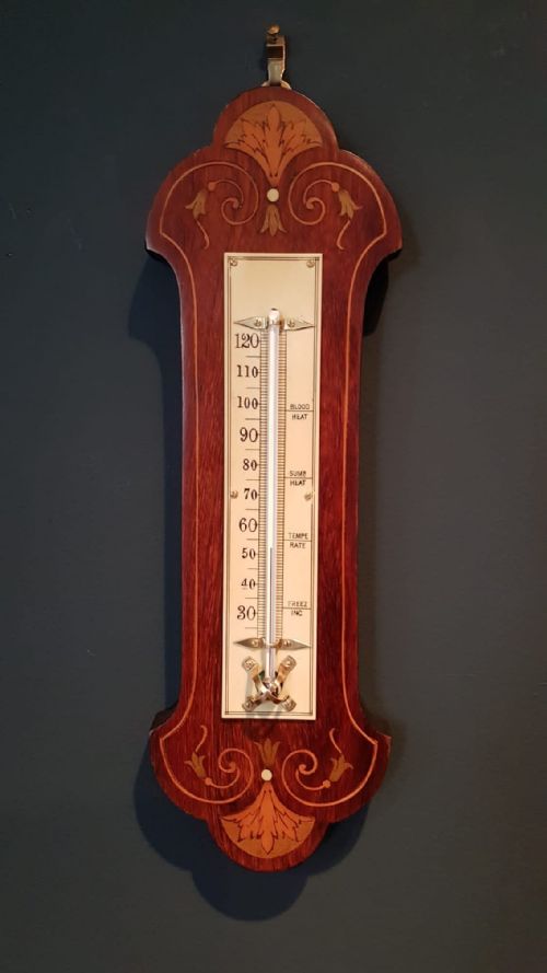 Edwardian Inlaid Rosewood Thermometer