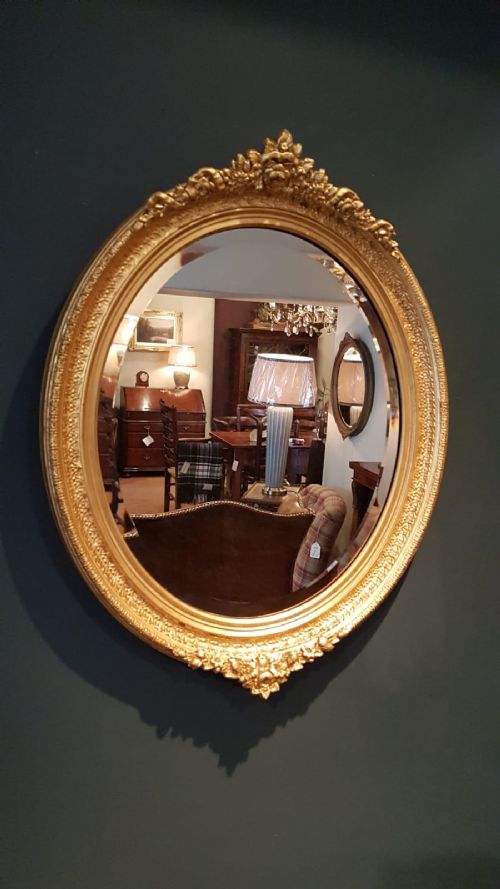 Victorian Oval Timber Gilt Mirror