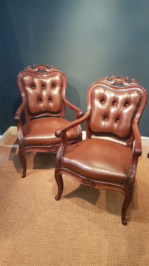 Matching Pair of Victorian Arm Chairs