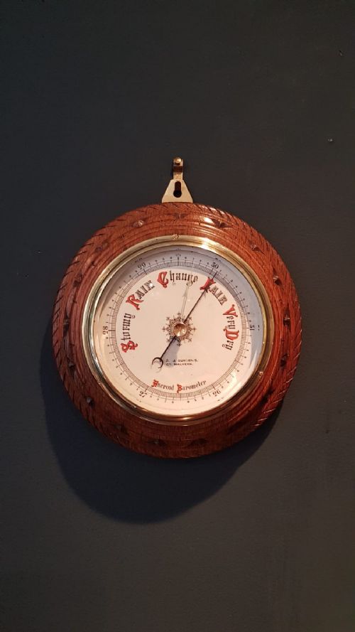 Victorian Oak Porcelain Dial Barometer