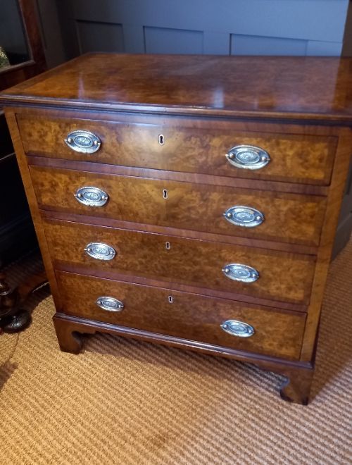 Small Mid Victorian Burr Walnut Chest of Drawers