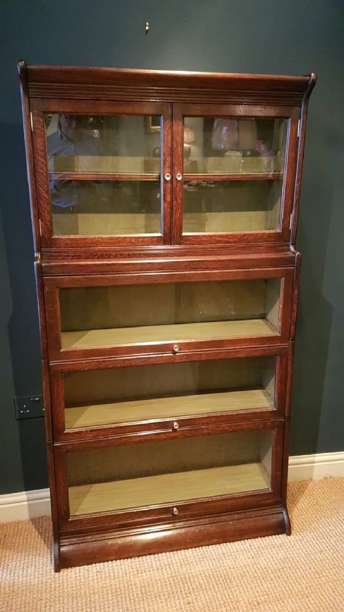 Original Edwardian Solid Oak Barristers Bookcase