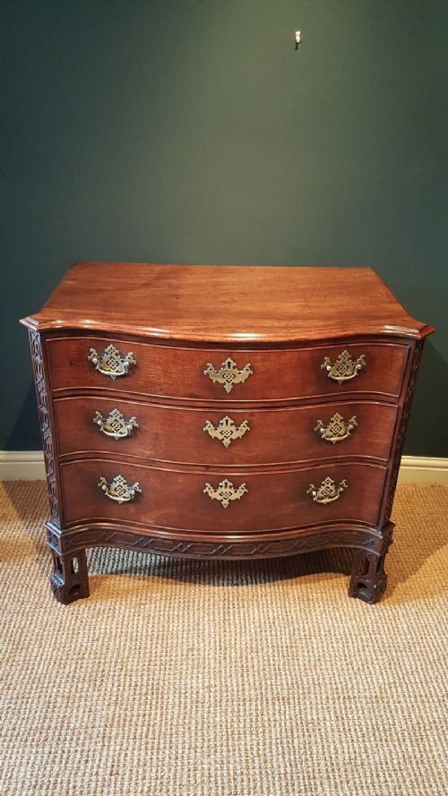 Outstanding Chippendale Period Serpentine Fronted Secretaire Chest