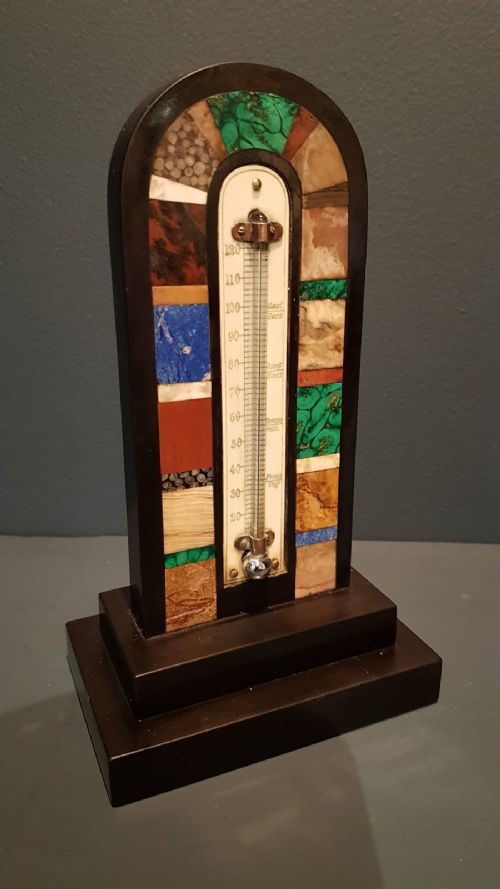 Antique Specimen Marble Desk Top Thermometer