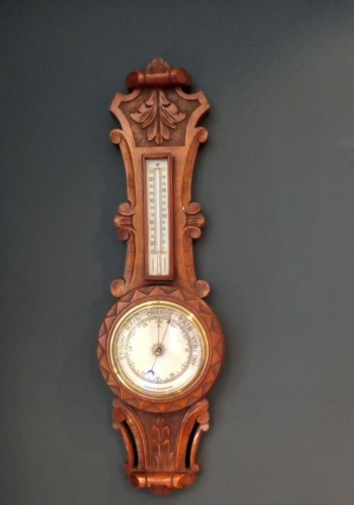 Antique Polished Oak Small Banjo Barometer