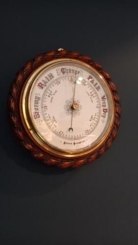 Large Antique Polished Oak Ship's Barometer