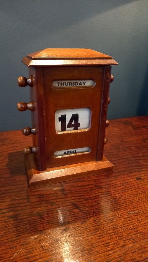 Antique Walnut Perpetual Desk Calendar