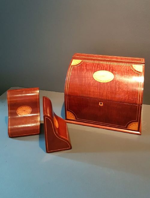 Superb Victorian Mahogany Stationery Box & Bookends