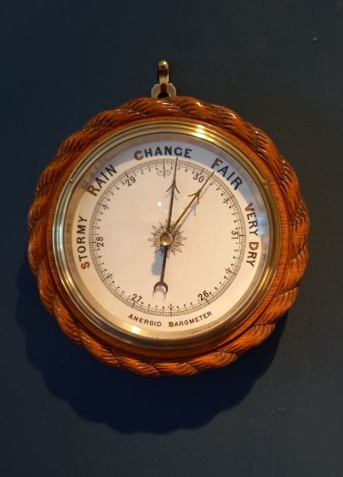 Antique Polished Oak Ship's Barometer