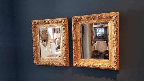 Matching Pair of Antique Timber Gilt Mirrors