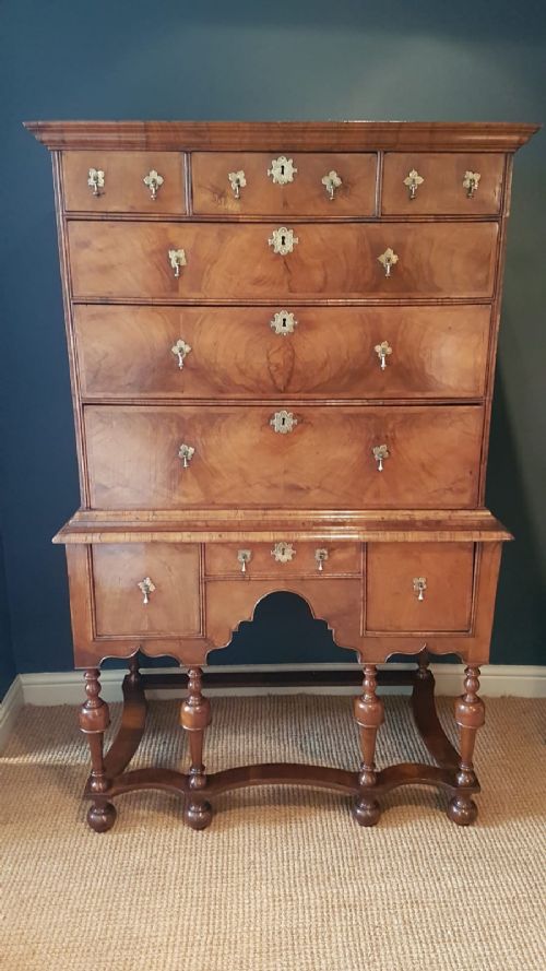 Original William and Mary Period Walnut Chest on Stand