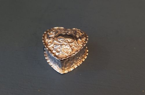 Antique Silver Heart Shaped Pill Box
