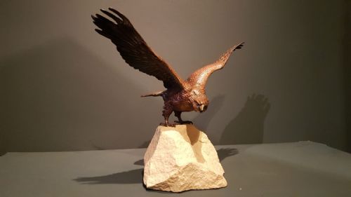 Late 19th Century Austrian Cold Painted Bronze Eagle